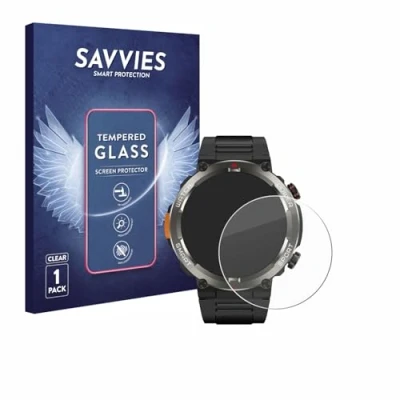 Afbeelding van Savvies Panzerglas Displayschutz 9H Schutzglas Glas Klar Transparent, Smartwatch beschermfolie, Transparant
