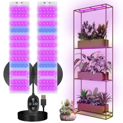 Afbeelding van led plantenlamp, volledig spectrum, USB groeilamp, waterdicht, groeilamp met 3/9/12 uur timer, voor indoor planten, zaad, veeg bloem (2 stuks)