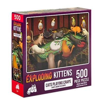 Afbeelding van Exploding Kittens legpuzzels voor volwassenen katten spelen craps 500 delige familieplezier &amp; spelavond