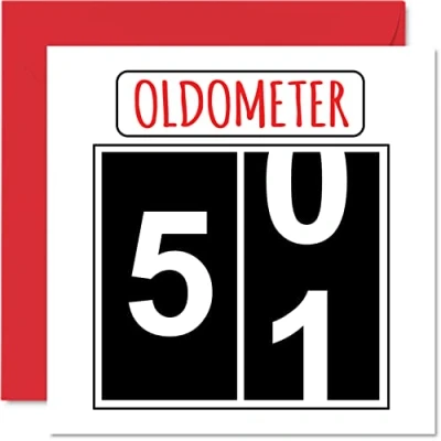 Afbeelding van Leuke 51e verjaardagskaarten voor mannen vrouw Oldometer Happy Birthday Card papa mama opa oppas oma oom tante neef vriend, 145mm x wenskaarten, verjaardagskaart
