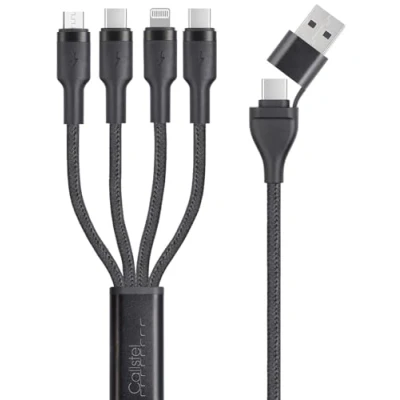 Afbeelding van Callstel USB C oplaadkabel: 8 in 1 laad /datakabel, C/A naar C/Micro USB/Lightning 60 W, 30 cm (multifunctionele oplaadkabel, USBC Lightning kabel, 6 snelladen)
