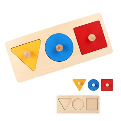 Afbeelding van Montessori Geometrische puzzel, houten puzzel in meerdere vormen, steekpuzzelbord voor baby&#039;s, peuters, kinderen, educatief speelgoed