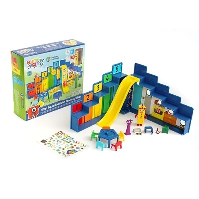 Afbeelding van Learning Resources Numberblocks Step Squad Missie Hoofdkwartier Deluxe Speelset voor 3 jaar en ouder, inclusief verzamelfiguur Drie, geheime spionnenfuncties stickervel