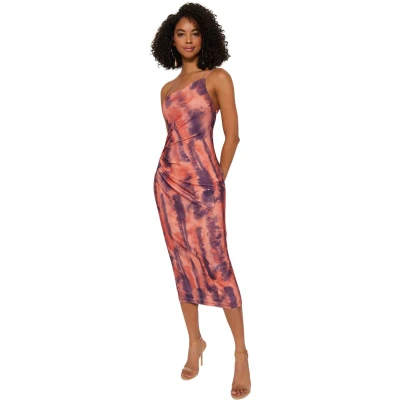 Afbeelding van Trendyol Bedrukte Bodycon Midi Jurk Met Één Schouder En Verstelbare Bandjes, Gebreide Kokerjurk Twoss23El01577