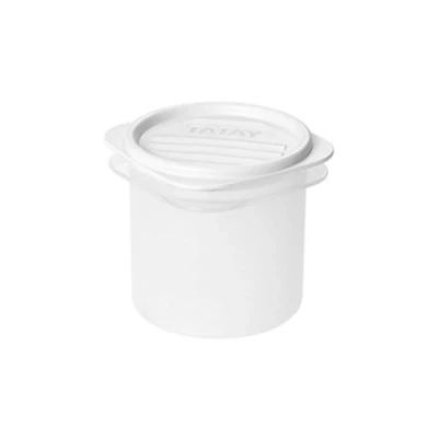 Afbeelding van Tatay Vershouddoos, vacuüm, 0,3 l capaciteit, flexibel drukdeksel, BPA vrij, geschikt voor magnetron en vaatwasser, wit. Afmetingen: 8,7 x 8,5 cm