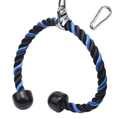 Afbeelding van Tricep Touw Machine Bevestigingskabel Nylon Dubbel uiteinde voor Pull Push Down Weerstandstraining Multi Gym Fitness Workout Antislip Koord 90cm Blauw