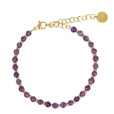 Afbeelding van My Bendel armband Met Amethyst kralen Goudkleurige luxe cadeauverpakking
