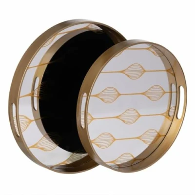 Afbeelding van Snackdienblad Gouden PVC Kristal 42 x 4,2 cm (2 Stuks)