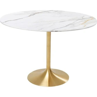 Afbeelding van Eettafel Invitation keramiek wit en goud Kare Design