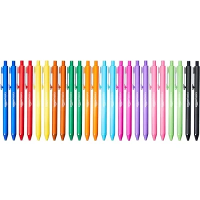 Afbeelding van Amazon Basics Balpennen, met kliksysteem, 24 stuks, veelkleurig