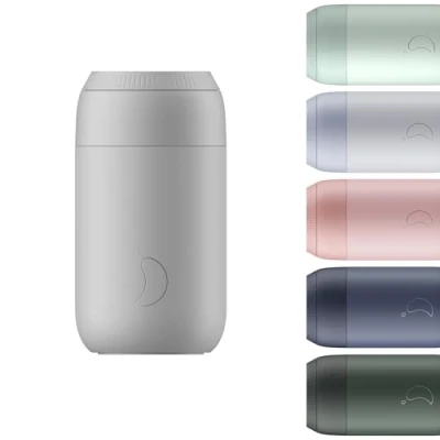 Afbeelding van Chilly&#039;s Series 2 Geïsoleerde Koffie kop Dubbelwandige beker met deksel BPA Free roestvrijstaal Granite Grey, 340ml