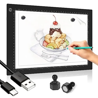 Afbeelding van A4 Led Light Table, Magnetic Pad Ultradunne Lichtplaat Tekening, Type C Interface Box, instelbare helderheid voor Diamond Painting, Tracing, Schetsen, kopiëren, animatie