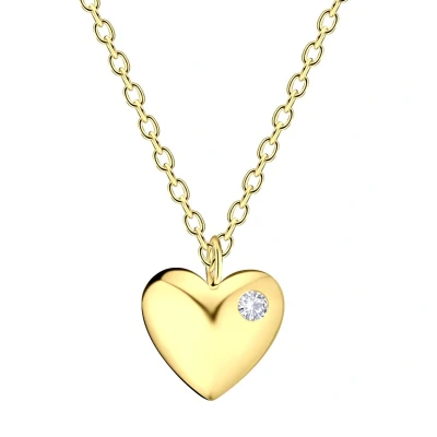Afbeelding van JoyS Zilveren hartje hanger met ketting petit 6 x 7 mm zirkonia 45 cm gold plated sterling zilver 925
