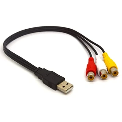 Afbeelding van USB naar RCA Kabel 2.0 Mannelijke 3 Vrouwelijke Jack Splitter Audio Video AV Composiet Adapter Koord voor TV PC HDD DVR (25 CM)
