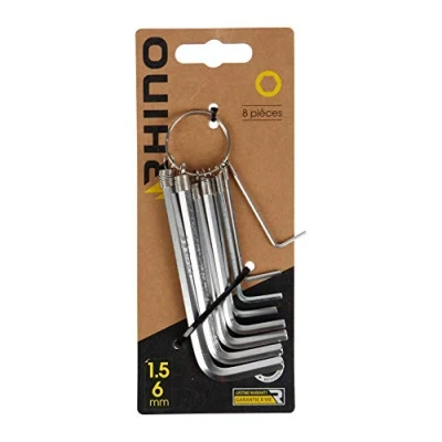 Afbeelding van RHINO inbussleutels set van 8 inbussleutels, Diameter 1,5 tot 6 mm Gemaakt staal (chroom vanadium) Levenslange garantie Verkrijgbaar in verschillende maten