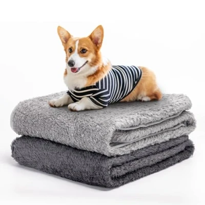 Afbeelding van Nobleza 2 x zachte pluche deken voor honden, katten, konijnen en andere huisdieren, wasbaar, bank bed, verbeterd verdikt, donkergrijs licht, 100 80 cm