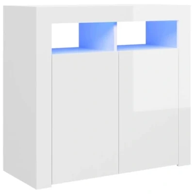 Afbeelding van vidaXL Dressoir met LED verlichting 80x35x75 cm hoogglans wit
