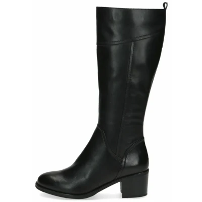 Afbeelding van CAPRICE Dames hoge laarzen met hak Airmotion van leer blokhak breedte G, Black Nappa, 40 EU