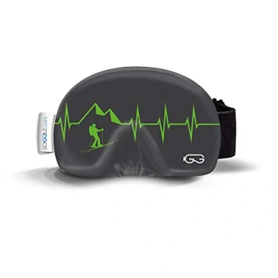 Afbeelding van Soggle Skibrillen bescherming, hoes van microvezel (één maat), kleur: grijs/groen (Heartbeat 03 Ski Mountaineer)