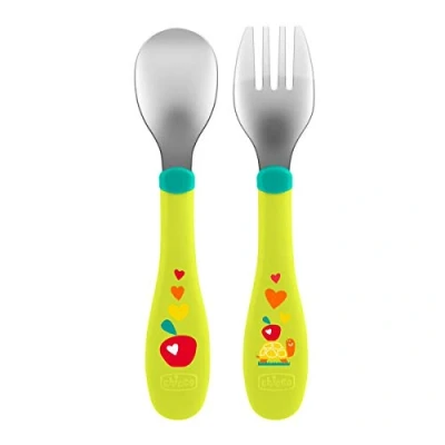 Afbeelding van Chicco Mijn Eerste Inox Bestek X2 18M+, Groen