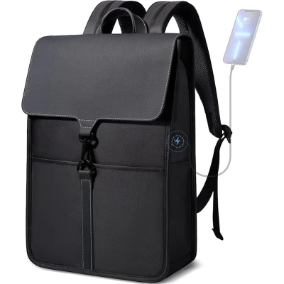 Afbeelding van Rugzak voor dames en heren, pc rugzak, waterdicht, casual, elegant, computer, school, reizen, werk, winkelen, zwart, Grijs, L