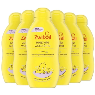 Afbeelding van Zwitsal Zeepvrije Wascreme 6 x 200ml Voordeelverpakking