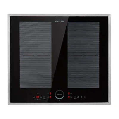 Afbeelding van Klarstein Delicatessa Prime inductiekookplaat, 60 cm, inbouw, zelfvoorzienend, 4 zones: 7000 W, roestvrijstalen frame, 9 niveaus, booster, flexzones, restwarmte indicator, stop &amp; go, panherkenning, timer, zwart