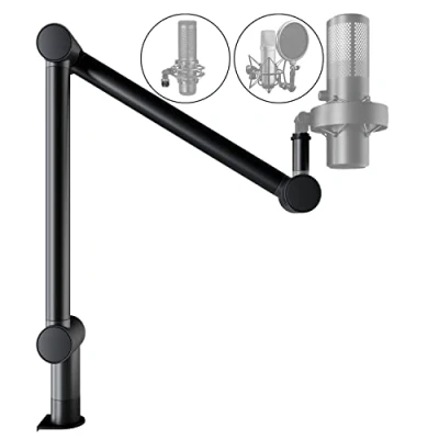 Afbeelding van DOCKIN® Premium microfoonarm [360 draaibaar] compatibel met RØDE microfoons, Razer enz. microfoonstandaard tafel laag profiel microfoon arm