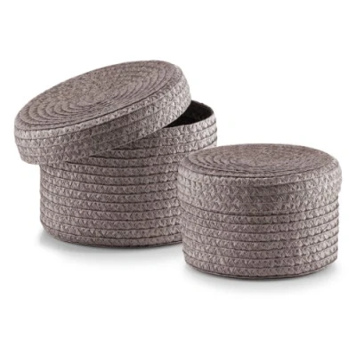Afbeelding van Zeller mandset met deksel, 2 delig, rond, PP, 16 x 10, 17 12 cm, grijs