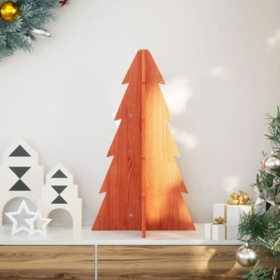 Afbeelding van vidaXL Kerstdecoratie kerstboom 69,5 cm massief grenenhout wasbruin