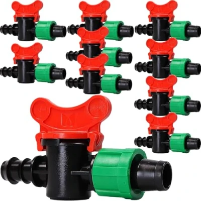 Afbeelding van Afsluitkraan kogelkraan connector 16 mm voor druppelslang irrigatie 10 stuks
