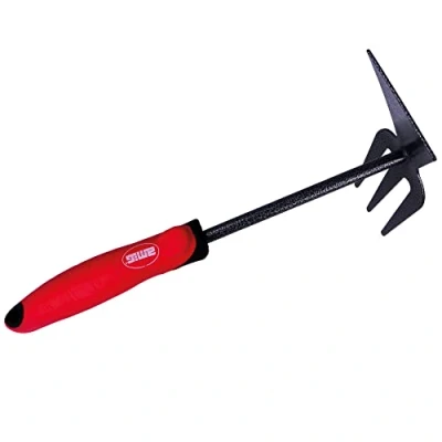 Afbeelding van Amig tuinieren en vork met ABS handvat stalen behuizing voor planten in huis rood zwart afmetingen 33 cm