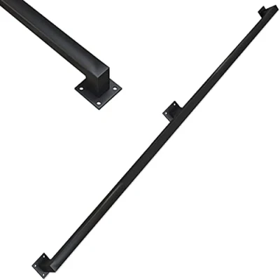 Afbeelding van Zwarte vierkante trapleuning, 1m 1,5m 2m 3m 4m 4,5m 5m 6m Trapleuning Wandtrap Leuningen voor binnen Buiten Trappen Gang Veiligheidssteunstang (Size : 120cm)