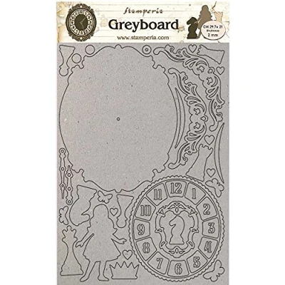Afbeelding van Stamperia Greyboard A4 Alice Clock (KLSPDA440) (DISCONTINUED)
