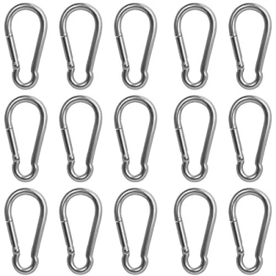 Afbeelding van Belle Vous Roestvrij Stalen Klik Ring Veer M4 Karabijnhaak Clips (15 Pak) 4cm Multifunctioneel Duurzaam Buiten/Binnen Karabijnen Voor Sleutelhangers, Camping, Vissen en Wandel Accessoires