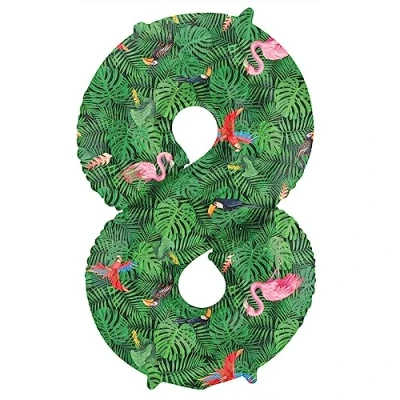 Afbeelding van Folat Folieballon Cijfer 8 Jungle Vibe 86 cm