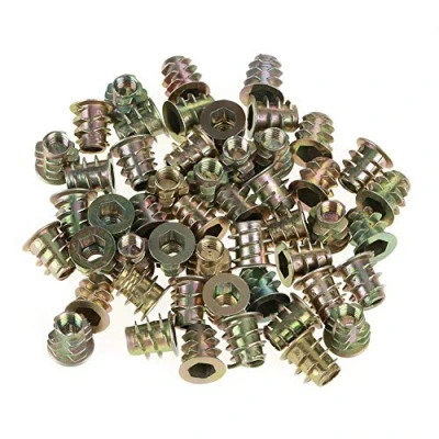 Afbeelding van 50Pcs Insert Moeren, M5*10Mm Zinklegering Hex Drive Hoofd Meubelmoeren Schroefdraad Voor Hout