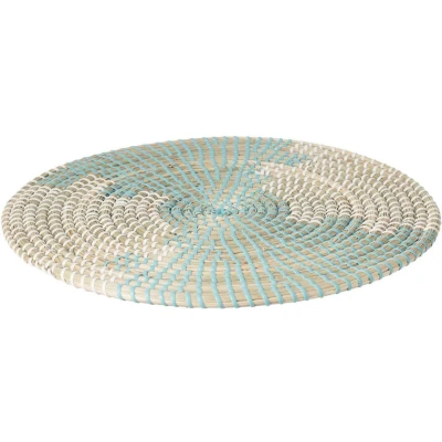 Afbeelding van Secret de Gourmet Placemat rond riet set van 2 Dia 35 cm Onderlegger mint groen met naturel