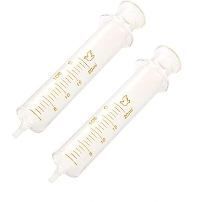 Afbeelding van 2 Pack Herbruikbare Glazen Spuiten, 20ml Spuit Standaard Diameter Kaliber Injector Laboratorium Sampler