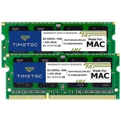 Afbeelding van Timetec 16GB KIT(2x8GB) Compatibel voor Apple DDR3L 1600MHz Mac Book Pro(begin/eind 2011, medio 2012),iMac (medio eind 2012, begin/eind 2013, 2014, 2015), Mini (2011,2012)