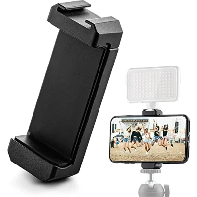 Afbeelding van MOJOGEAR Universele Telefoonhouder met Cold Shoe Mount Statief Aansluiting 1/4 inch schroefgat verstelbare klem voor smartphones tot 9,5 cm breed