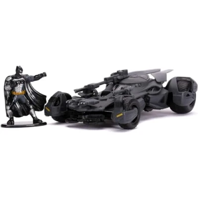 Afbeelding van Jada Toys Justice League Batmobil, zeer gedetailleerd 1:32 modelauto incl. Batman figuur, deuren kunnen worden geopend, met vrijloop, grijs