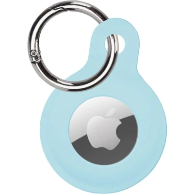 Afbeelding van Hoesje Geschikt voor Apple AirTag Sleutelhanger Hoes Siliconen Lichtblauw