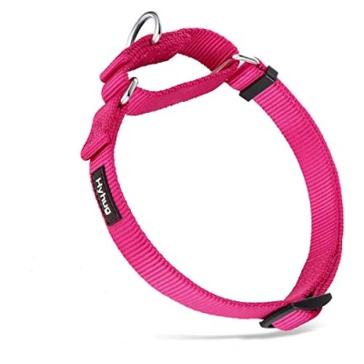 Afbeelding van Hyhug Duurzame nylon verstikkingshalsband, geschikt voor dagelijks gebruik en training van kleine, middelgrote grote honden (klein, rozenrood)