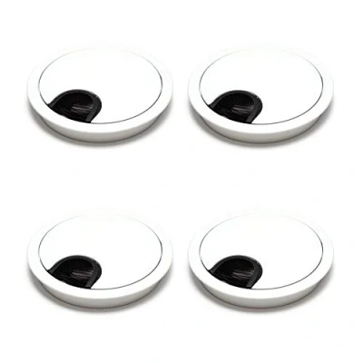 Afbeelding van Kabelinvoer/kabeluitgang/bureaukanaal met borstel voor bureaus, kantoor &amp; werkbladen 4 stuk Sossai® KDM1 WH Ontwerp: Staal Diameter: 80 mm Materiaal: metaal