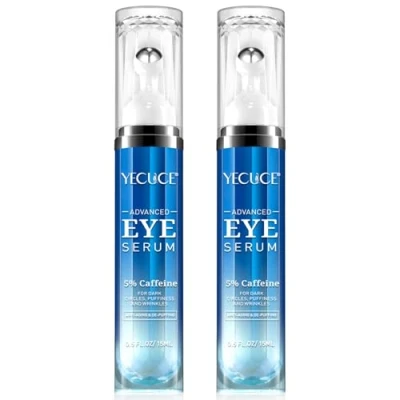 Afbeelding van oogserum voor donkere kringen en wallen 5% cafeïne oogcrème anti veroudering, met retinol hyaluronzuur niacinamide, onder de ogen crème (15 ml (Pak van 2))