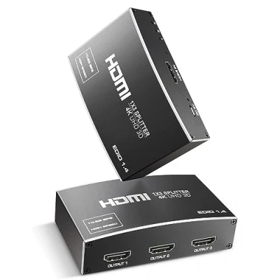 Afbeelding van 4K HDMI splitter 1 in 3 uit met 1,2 m kabel, x 【Gewoon dupliceren, niet verlengen】Ondersteuning @30HZ, 1080P, 3D, HDR, Doby TrueHD voor Xbox PS5/4 Fire Stick Roku Blu Ray DVD
