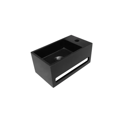 Afbeelding van Saniclear Bali mat zwarte solid surface fontein 36x20cm rechts