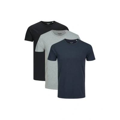 Afbeelding van Jack &amp; Jones 3ER PACK Tshirt basic, Heren, Maat: Medium, Schwarz grau blau