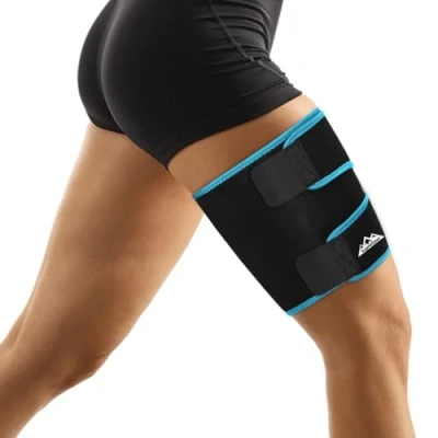 Afbeelding van supregear Dij Wraps Ondersteuning, Verstelbare Compressie Neopreen Mouw hamstring Quad Wrap Ademende AntislipBovenbeenbrace Been Slanker voor Vrouwen Mannen Getrokken Lies Spier, M
